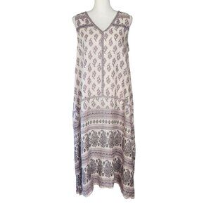 J Jill PureJill 100% Linen Floral Paisley Design Sleeveless Maxi Sundress, Med